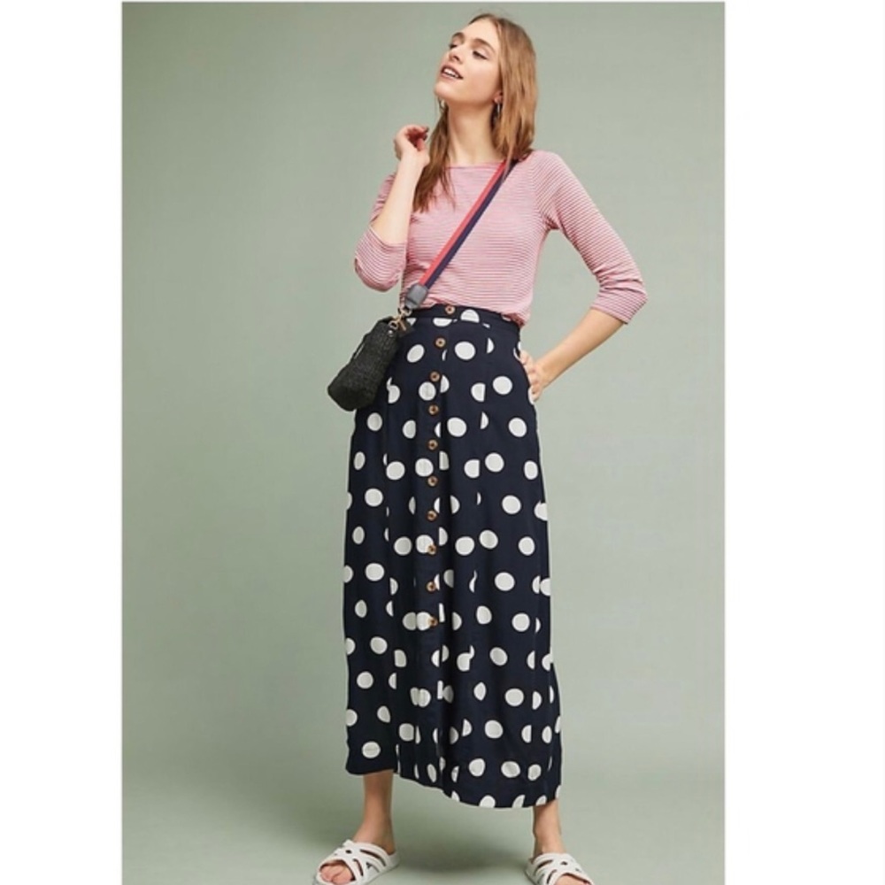 Anthropologie Maeve Claudette Polka Dot Skirt